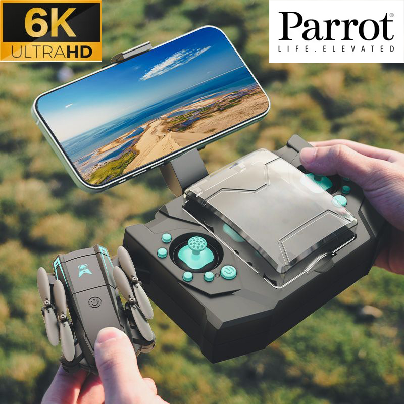 Kék (frissített verzió) Parrot 6K drón, dupla kamera + GPS + wifi + mobiltelefon vezérlés, akadálykerülés és biztonságos repülés + egy kattintásos visszaút + GPS + 2 óra akkumulátor üzemidő, 5000 automatikus visszaút, 360°-os repülés, személyre szabott re